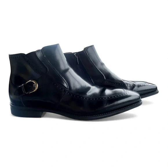 Stacy Adams Men’s Black Leather Ankle Boots Zip Dress Shoes Memory Foam Sz 13 - Picture 9 of 10